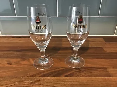 2 X Veltins German Beer 1/2 Pint Stemmed Glasses Ritzenhoff. New • £4.99