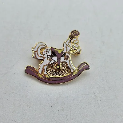 Vintage Pinnacle Designs Brooch Rocking Horse Gold Tone Enamel Pin Tie Back • $13.79