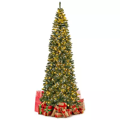 9FT Pre-Lit Christmas Tree Hinged Slim Pencil Xmas W/ 500 LED Lights & 1298 Tips • $169.99