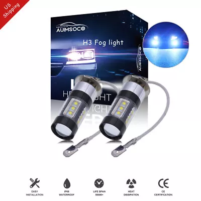 AUIMSOCO 2X Ice Blue H3 LED Fog Light Headlight Bulbs Lamp Conversion Kit 8000K • $19.99