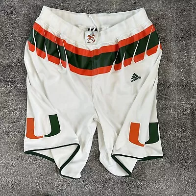 Men's Adidas Team Issued Miami Hurricanes White Authentic Basketball Shorts 2XL • $44