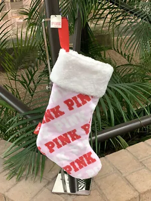 NWT Victoria Secret Pink Christmas Stocking Pink Red White 14” • $9.99