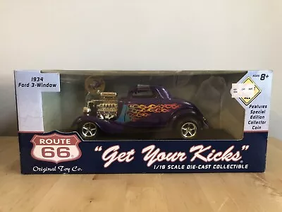 ERTL Route 66 Original Toy Company 1:18 Purple 1932 Ford 3-Window DENTED BLISTER • $125