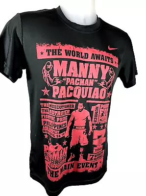 T Shirt Manny Pacquiao Pac Man Boxer Nike Black And Red Tag L T4 • $19.50