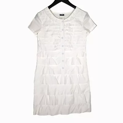 J. Crew SAMPLE Rare Ruffled Carly Dress White Cotton Sheath Cap Sleeve Size 2 • $28.79