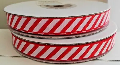 £2.95 • Buy 10mm Candy Cane Stripe Grosgrain Ribbon Christmas Striped Red And White