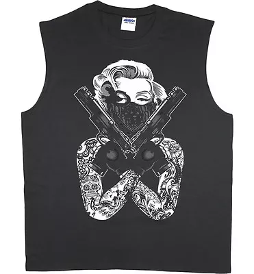 Men's Sleeveless T-shirt Marilyn Monroe Gangster Tattoos Muscle Tee Tank Top  • $14.95