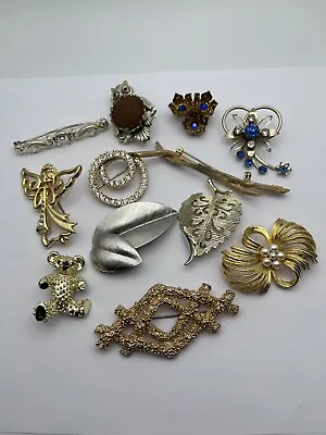 Vintage Lot Of 12 Brooches Some Signed • $12.99