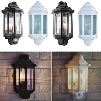 £19.99 • Buy Traditional Outdoor Black White Wall Lantern With Without Pir Garden Lamp Light