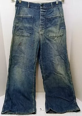 Vintage 1940s 50s WWII Korean US Navy Denim Dungarees Indigo Work Pants Trousers • $700