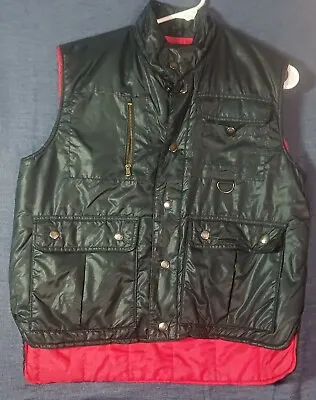 Vintage Alpine Ski Puffer Vest Unisex Small Black Red 8 Pockets Snaps Zippers • $14.99