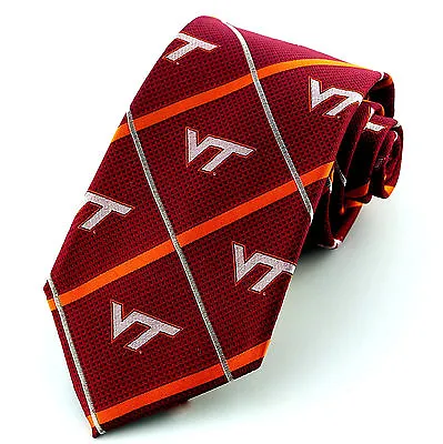 Virginia Tech Hokies Men's Silk Necktie University College E. Wings Red Neck Tie • $29.95