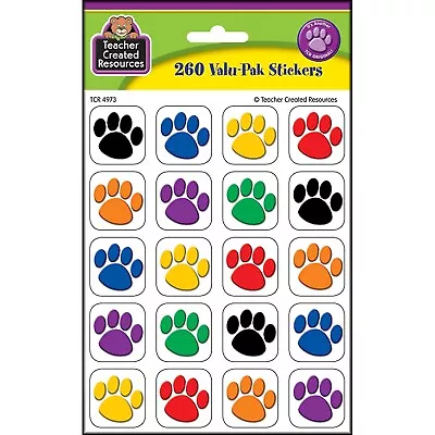 Teacher Created Resources Stickers Colorful Paw Prints 260/Pack (TCR4973) • $32.71
