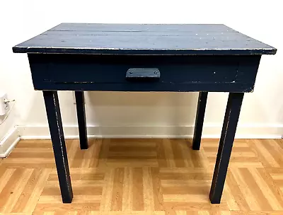 Vintage FARM TABLE Primitive Harvest Console Antique Wooden Blue Rustic Dining • $199.99