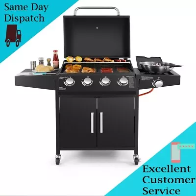 £161.95 • Buy Gas BBQ Grill With Stainless Steel Burners And Side Burner Outdoor Parties 4+1 