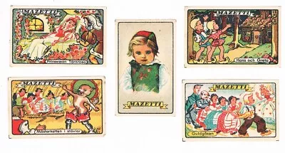 Set Of 5 Old Sweden C1900s Matchbox Labels Fairy Tales Puss In Boots Etc. • £1.50