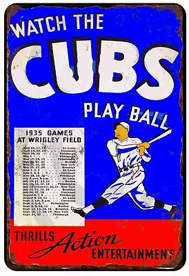 Chicago Cubs Baseball Scorecard 1935 Vintage Classic All Metal Tin Sign  8 X 12 • $26.95