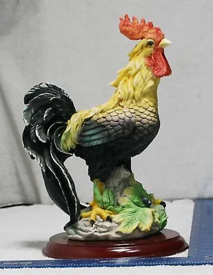Large 12  Vintage Rooster Statue - Hand-Painted Fine Detail On Wood Base • $98.43