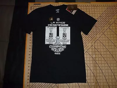 Adult Small Black Reebok Nhl La Kings 2 Time Stanley Cup Champions T-shirt - Nwt • $15