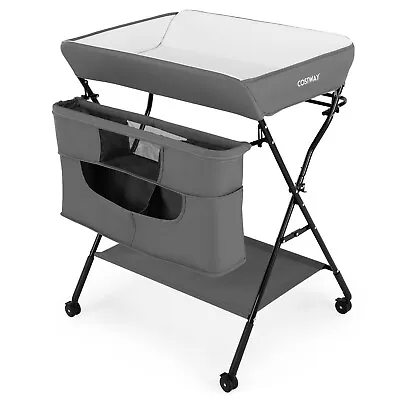 4-in-1 Newborn Nursery Organizer Baby Folding Diaper Changing Table Grey • £59.95