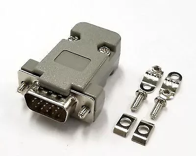 HD 15 Pin Male D-Sub VGA Cable Mount Connector W/ Plastic Cover & Hardware DB15 • $2.99