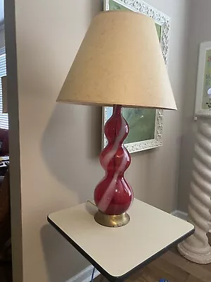 Vintage Murano Glass (Red Ribbon Twist) Table Lamp • $200