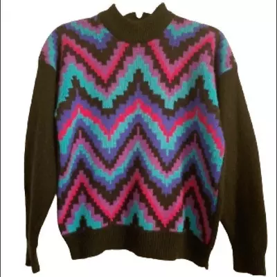 90s Colorful Crewneck Sweater Lambswool Angora S • $13