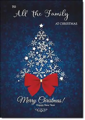 Doodlecards To All The Family Christmas Card Blue Abstract Christmas Tree • £3.49