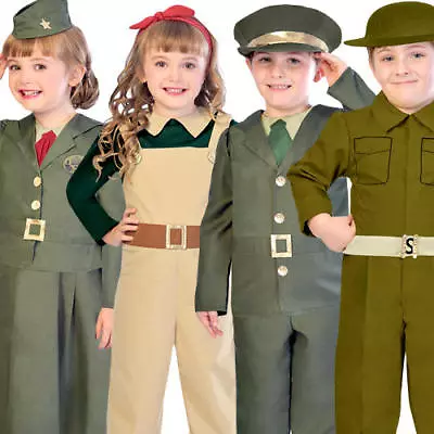 WWII Kids Fancy Dress British World War Two 1930s 40s Wartime Childrens Costumes • £11.99