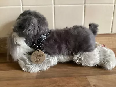 Keel Toys Fergus Grey Schnauzer Dog With Name Tag & Collar 30cm Excellent • £7.99