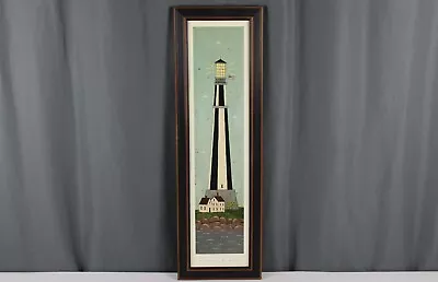$65 • Buy Vintage Warren Kimble Lighthouse American Folk Art Print Framed 30.5 