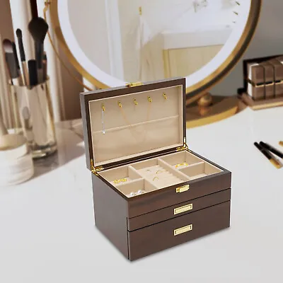 28 Slot Men Watch Box Wooden Display Case Organizer Show Tray Jewelry Storage • $49.92