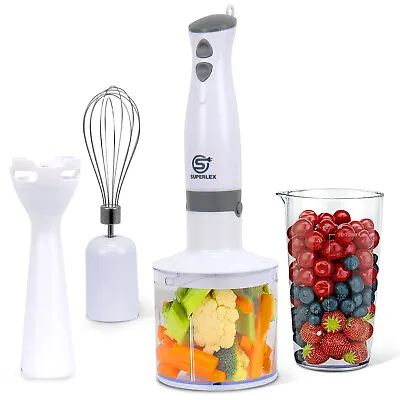 4 In 1 Hand Blender Set Powerful Food Processor Mixer Whisk & 500ml Chopper Bowl • £20.97