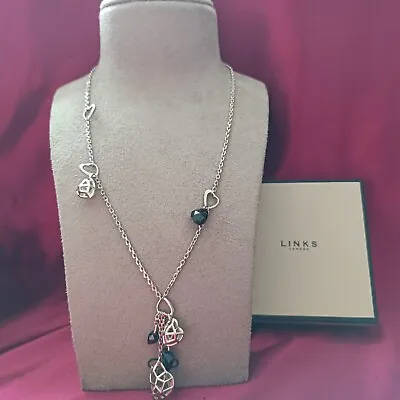 Links Of London Silver Garnet Hearts Flutter & Wow Necklace New In Box Free Post • £129.99