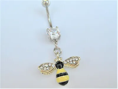 £4.99 • Buy Bumble Bee With Crystals Belly Bar 6mm 8mm 10mm 12mm 14mm 16mm, Bioflex Availab