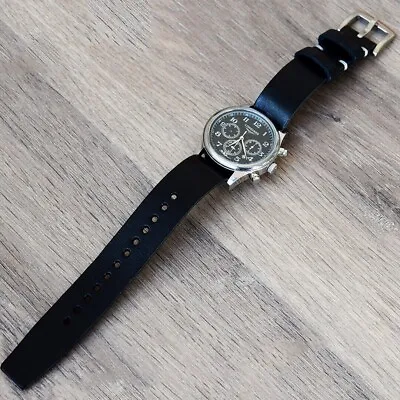 Single Pass Military Style Watch Strap Premium Leather Band 18/20/22/24/26 Mm • £19.19