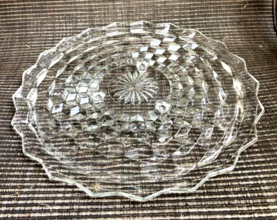 $11.99 • Buy Vintage Americana Fostoria 12  Cubist Footed Cake Plate Platter Sandwich Tray