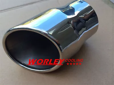 2.3  Inlet Stainless Steel Angle Cut Round Exhaust Tip 4  Outlet 7  Long New • $30