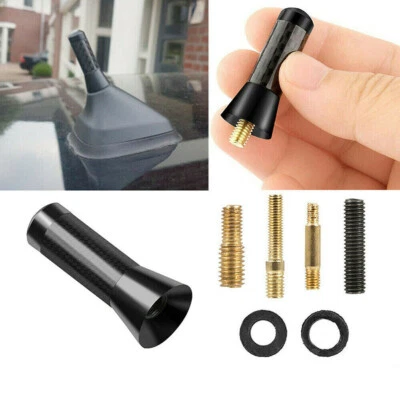 Universal 3.5cm Black Carbon Fiber Stubby Short Car Aerial Ariel Antenna + Screw • $5.59