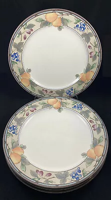 Mikasa Intaglio Garden Harvest Dinner Plates Fruit Border 11in Set Of 4 • $26