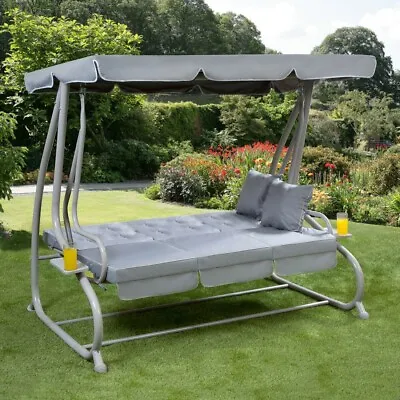 £299.95 • Buy Somerset 3 Seat Swing Hammock Bed Heavy Duty Garden Bench Patio In Grey