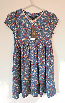 POLO RALPH LAUREN Girl Blue Floral Short Sleeve Dress Sz: 8 Yrs  Rrp:£105 New • £19.95
