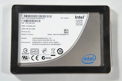 Intel SSDSA2M080G2GC 2.5  Internal 3Gb/s SATA SSD 80G 5V 1A  X25-M Series • $29.99