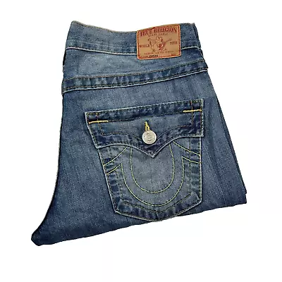 True Religion Womens Jeans W27 L32 Blue Jordan Straight Low Rise Button Fly Jean • $51.16