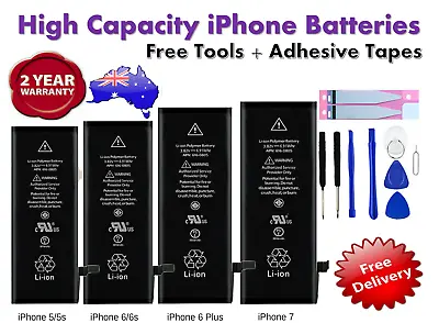 $16.89 • Buy For Apple IPhone 4s 5s 6 6S 7 8 PLUS X High Capacity Battery Replacement + Tool