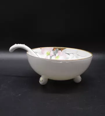 Vtg. Nippon Handpainted Nut Bowl W/Spoon Azelea Pattern Excellent Condition. • $9.99