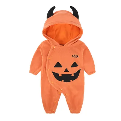 Halloween Infant Baby Pumpkin Cosplay Party Jumpsuit Dress Up Outfits Costume • £14.74