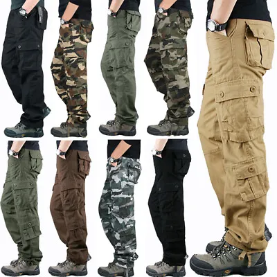 Mens Cargo Pants 100% Cotton Work Trousers Tactical Combat Outdoor Pant US New A • $27.99