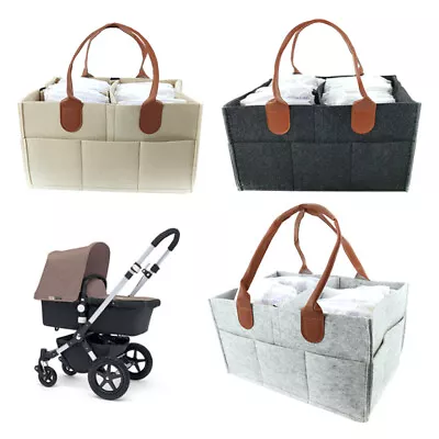 Baby Diaper Organizer Caddy Felt Changing Nappy Kids Storage Carrier Bag Grey DS • £8.17