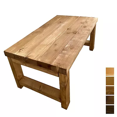 Rustic Coffee Table Solid Chunky Pine Wooden Living Room Table 80cm Length • £69.99